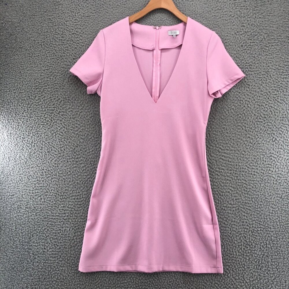 Tobi Blush Pink V-Neck Short Sleeve Mini Dress